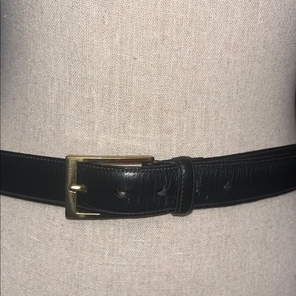 TRAFALGAR Mens 36 Cortina LEATHER BELT - Black - Made In USA Gold Tone Buckle main image 11